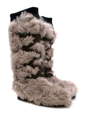 Marni Beige Shearling and Khaki Strap Long Boots