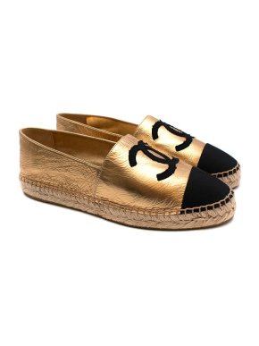 Chanel Gold & Black CC Espadrilles