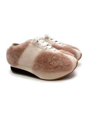 Marni Pink Shearling & Suede Chunky Sneakers