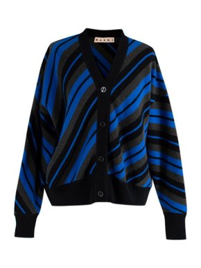 Marni Diagonal Stripe Virgin Wool Cardigan