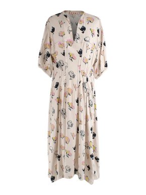 Marni Cream Floral Print Tea Dress