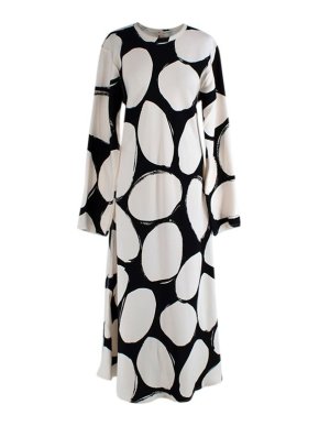 Marni Ivory & Black Circle Print Midi Dress