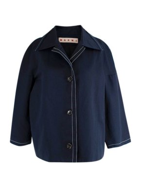 Marni Blue Boxy Jacket with Contrast Stitching