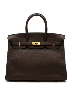 Hermes Chocolate Clemence Leather Birkin 35 GHW