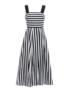 Tara Jarmon Black & White Striped Cotton Dress
