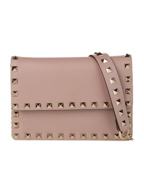 Valentino Garavani Poudre leather Rockstud chain wallet