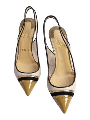 Christian Louboutin Tricolour patent & PVC heeled pumps