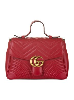 Gucci Burgundy leather GG Marmont top handle bag