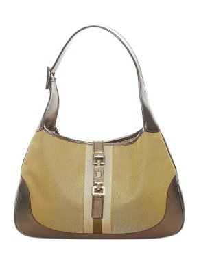 Gucci Vintage beige & brown canvas Jackie hobo bag