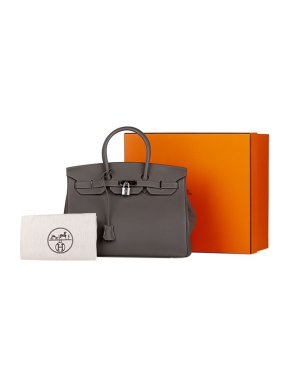 Hermes Grey Togo leather Birkin 35 bag PHW
