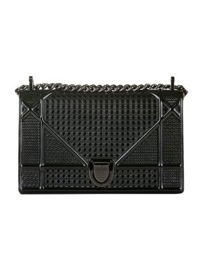 Black leather micro Cannage quilted Diorama bag