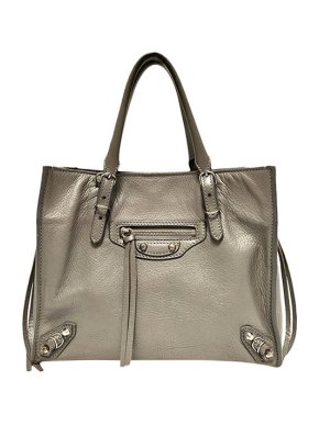 Balenciaga Metallic leather mini Papier A4 tote bag