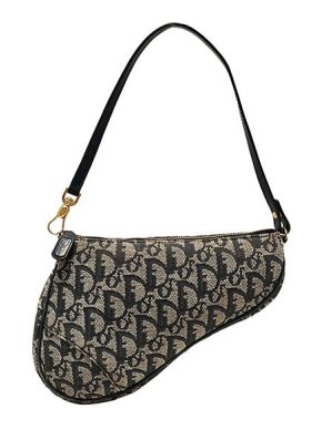 Dior Vintage navy Oblique canvas mini Saddle bag