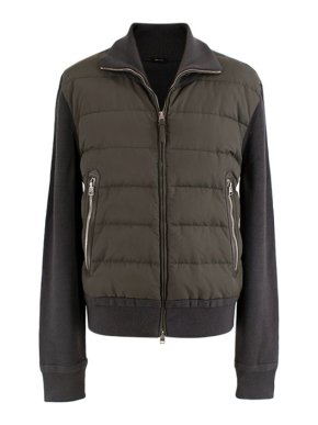 Tom Ford Olive & Grey Padded Knit Sleeve Jacket