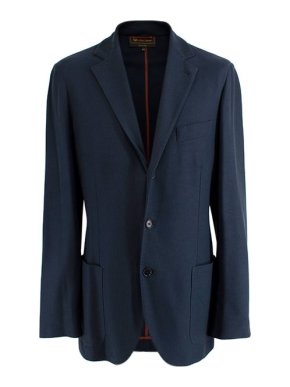 Loro Piana Navy Cotton Blend Single Breasted Jacket