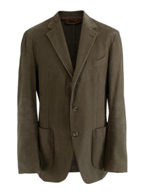 Loro Piana Khaki Cotton Twill Single Breasted Blazer