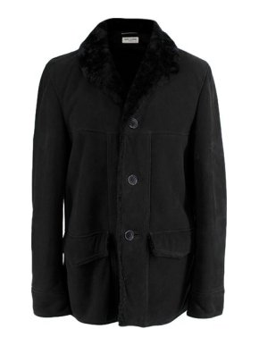 Saint Laurent Black Shearling Pea Coat