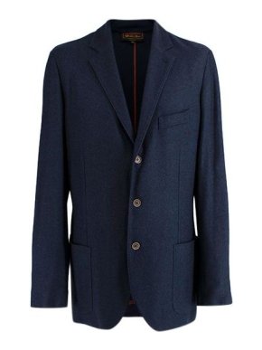 Loro Piana Navy Marl Silk & Cashmere Single Breasted Jacket