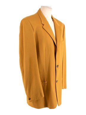 Versace Mustard Yellow Cashmere Blend Single Breasted Blazer