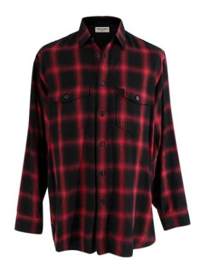 Saint Laurent Plaid Red & Black Flannel Shirt