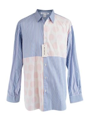 Comme des Garcons Blue Striped Cotton & pink polka dot shirt