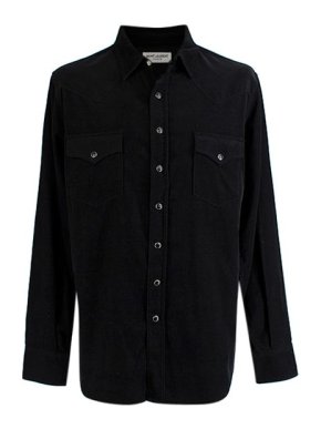 Saint Laurent Black Babycord Western Shirt