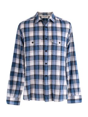 Saint Laurent Blue Plaid Cotton Shirt