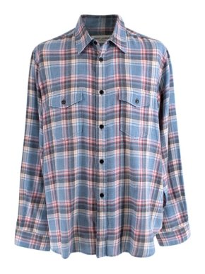 Saint Laurent Blue Plaid Flannel Shirt