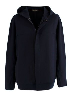 Loro Piana Navy Wool Blend Hooded Jacket