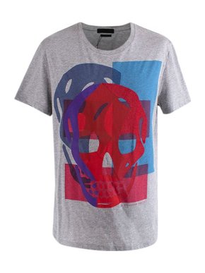 Alexander McQueen Grey Marl Cotton Printed T-Shirt
