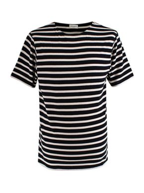 Saint Laurent Black & Beige Striped Cotton Jersey T-Shirt
