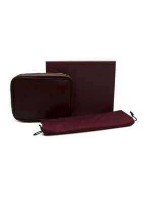 John Lobb Burgundy leather travel shoe care kit