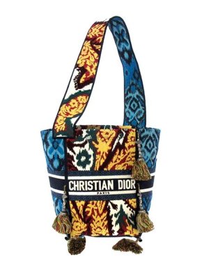 Dior Embroidered Paisley D Bubble Canvas Bucket Bag
