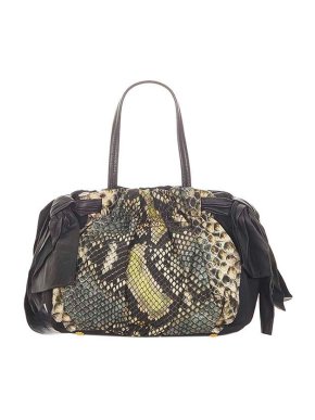 Prada Snakeskin print nylon bow Tessuto tote bag