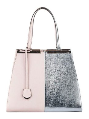 Fendi Silver & pink leather 2Jours tote bag
