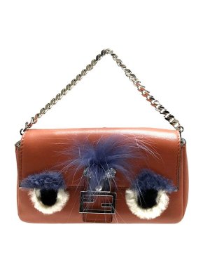 Fendi brown leather micro Monster baguette