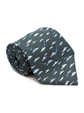 Hermes Green Plane Cloud Print Silk Tie