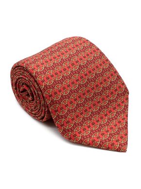 Hermes Red Circle Print Silk Tie