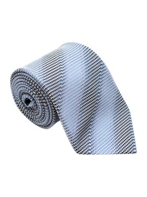 Balmain Blue & Grey Woven Stripe Silk Tie