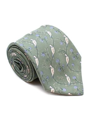 Hermes Mint Green Dove Floral Silk Tie