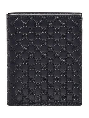 Black Guccissima leather passport cover