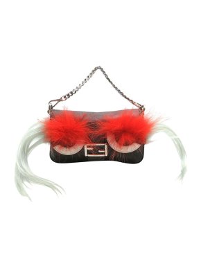 Fendi Black leather micro Monster baguette