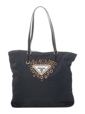Prada Black nylon Tessuto Grommet tote bag