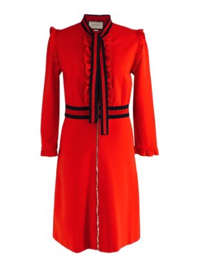 Gucci Red crepe web-trimmed shift dress