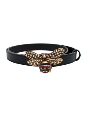 Gucci Black Leather Queen Margaret Belt - Size 85