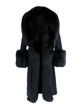 Elie Saab Wool and Cashmere Coat with Oversized Fox Fur Collar and Cuffs
