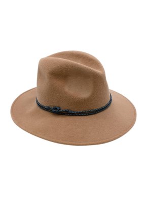 Camilla King Tan felt braid-trimmed fedora hat