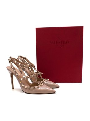 Valentino Garavani Poudre Patent Rockstud Slingbacks