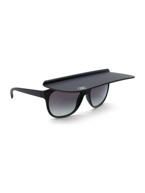 Chanel Navy acetate visor sunglasses