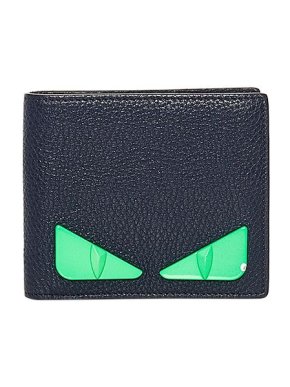 Fendi Black leather Monster bifold wallet